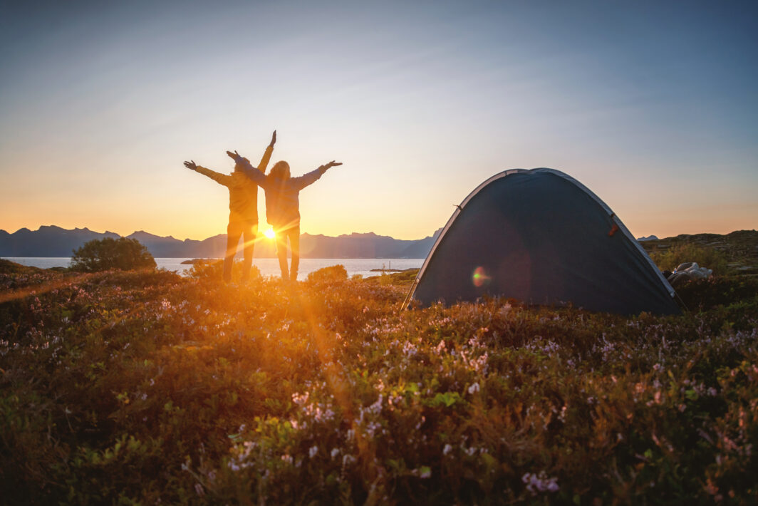 Young couple at sunrise