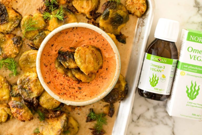 Cavoletti di Bruxelles schiacciati e Omega-3 Vegano