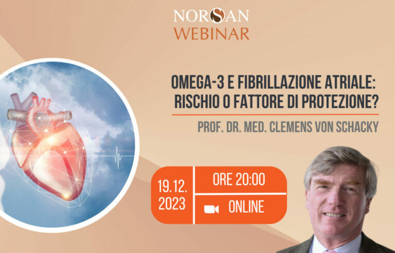 Copertina webinar: Omega-3 e fibrillazione atriale, info evento e foto profilo del Prof. von Schacky