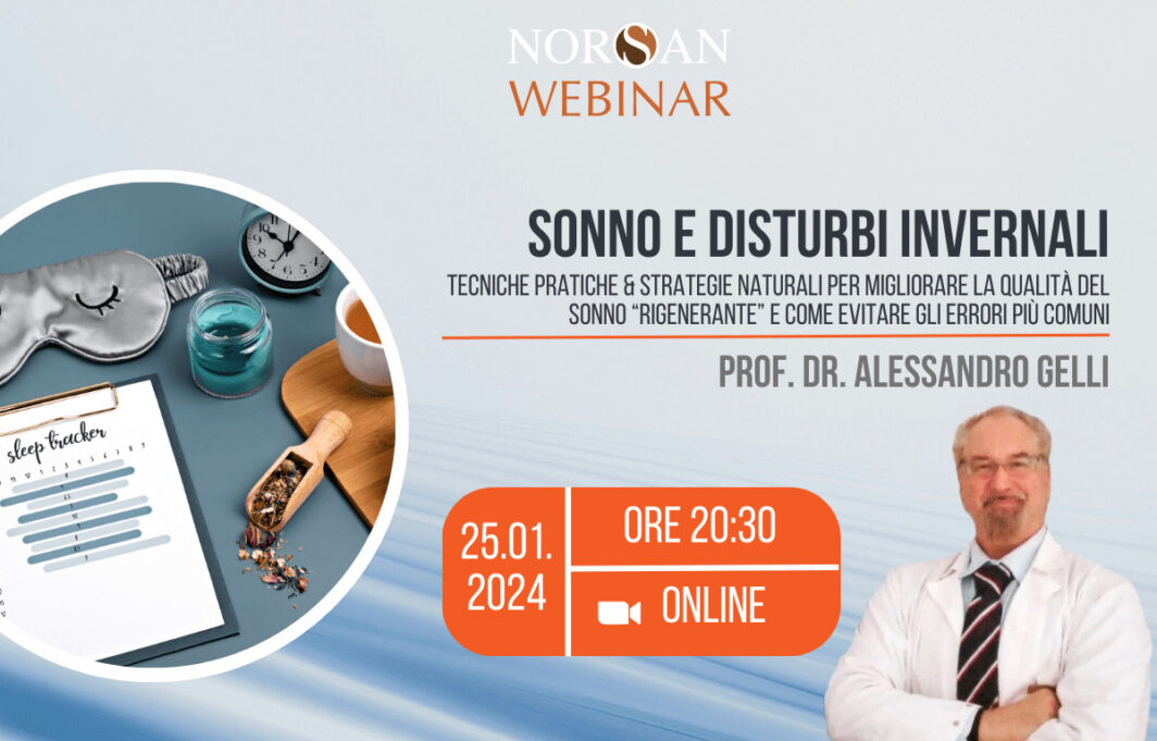 Copertina webinar: Sonno e disturbi invernali, info evento e foto profilo del Prof. Alessandro Gelli