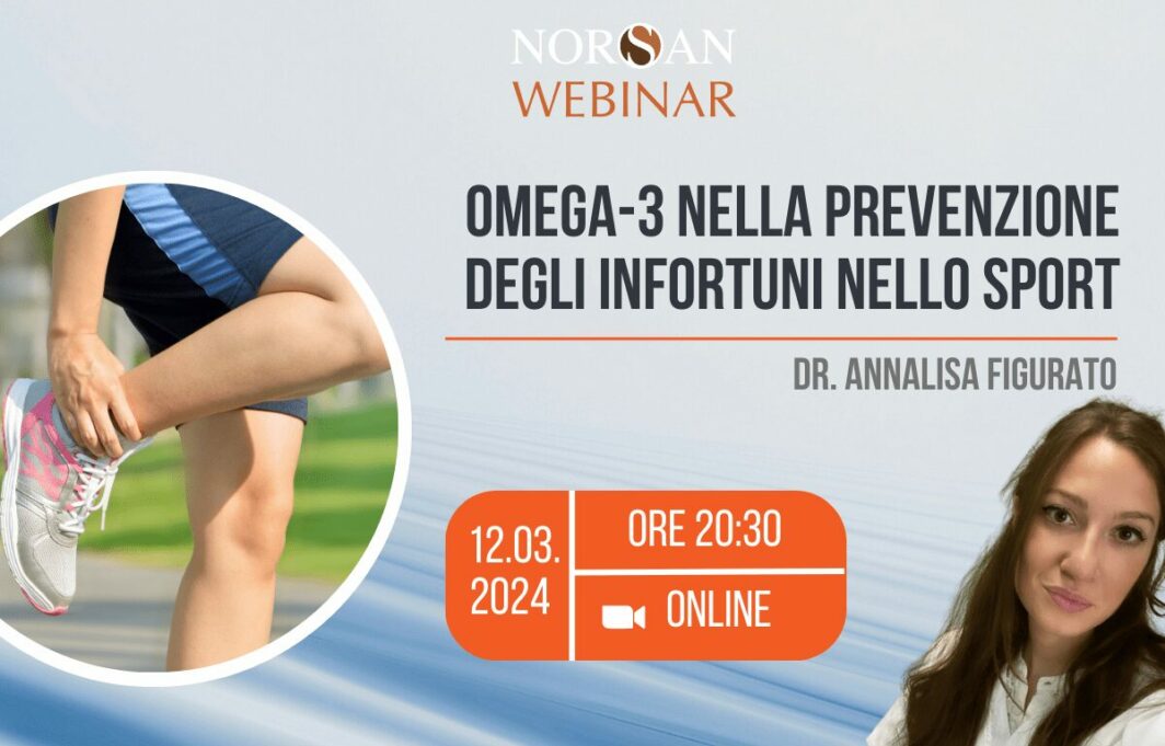 Copertina webinar: Grafica di una mano che si tiene la caviglia, info evento e foto profilo della Dr. Figurato