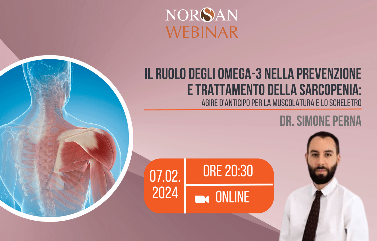 Copertina webinar: Grafico dello scheletro della schiena, info evento e foto profilo del Dr. Simone Perna