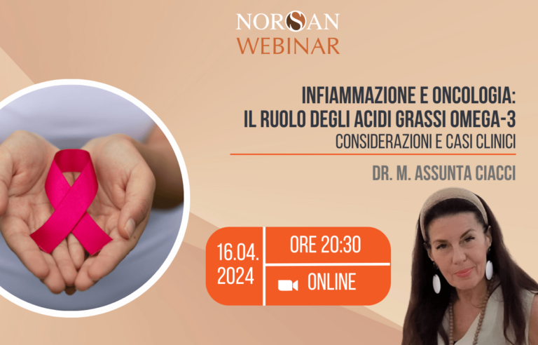Copertina webinar: Grafica con 2 mani che tengono un nastro rosa, info evento e foto profilo della Dr.ssa Ciacci