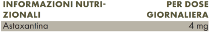 Valori nutrizionali ZREEN ASTAXANTINA