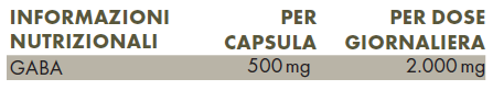 Tabella con valori nutrizionali ZREEN GABA 2000