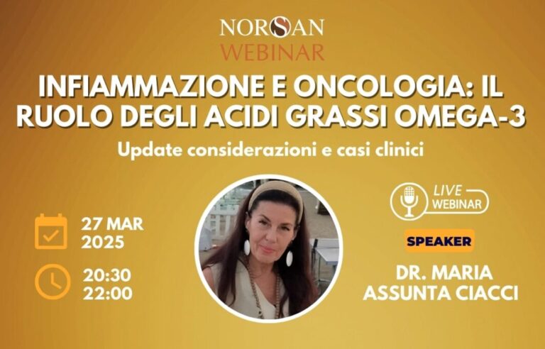 Copertina webinar: Infiammazione e oncologia: il ruolo degli acidi grassi omega-3