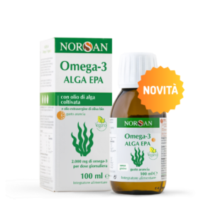 Packshot di NORSAN Alga EPA_box e bottiglia-novità