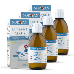 Packshot di 3 bottiglie NORSAN Omega-3 Arktis