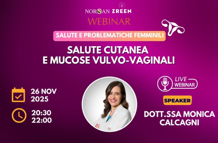 Copertina NORSAN Webinar: Salute e Problematiche Femminili. Info evento e foto profilo Dott.ssa Monica Calcagni