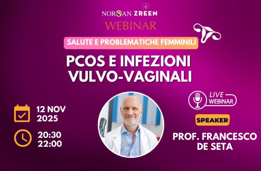 Copertina NORSAN Webinar: Salute e Problematiche Femminili. Info evento e foto profilo Prof. Francesco De Seta