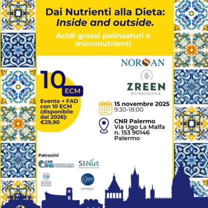 Grafica con informazioni per l'evento "Dai nutrienti alla dieta" il 15.11.2025
