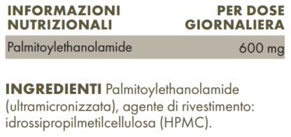 Tabella con valori nutrizionali ZREEN PEA 600