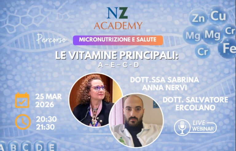 Copertina Webinar NZ Academy: Le Vitamine Principali: A – E – C - D