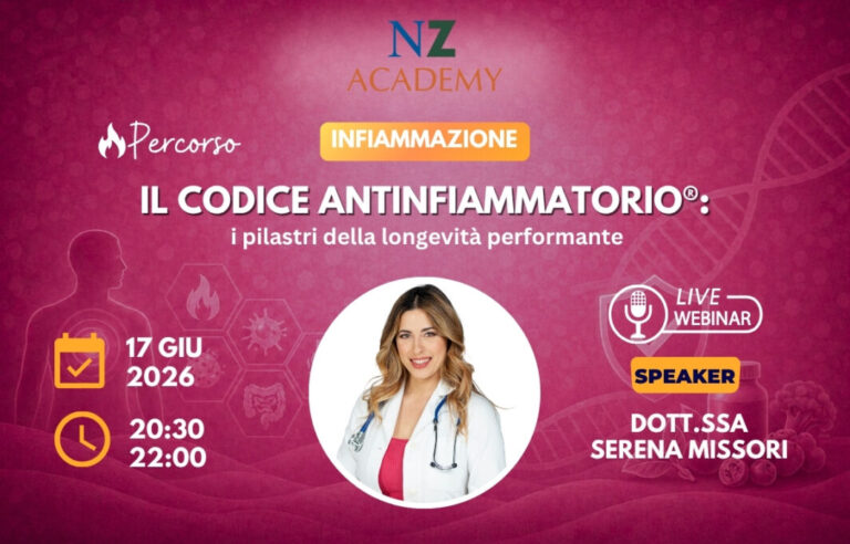 Copertina Webinar NZ Academy - Il Codice Antinfiammatorio®: i pilastri della longevità performante.